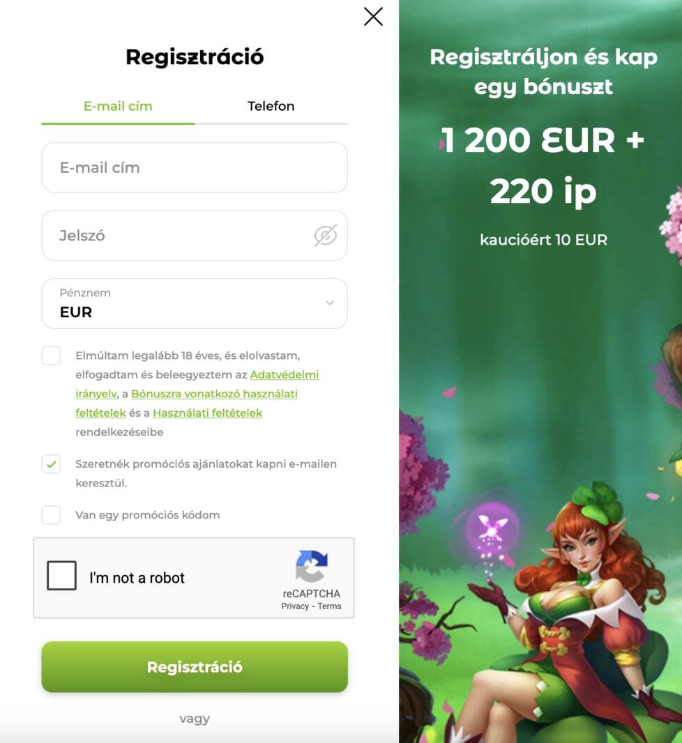 Regisztrációs folyamat a Verde casino